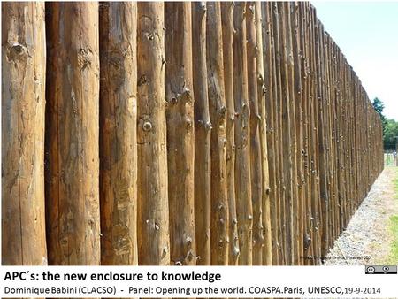 APC´s: the new enclosure to knowledge Dominique Babini (CLACSO) - Panel: Opening up the world. COASPA.Paris, UNESCO, 19-9-2014 Photo: Da vgood Kirshot.