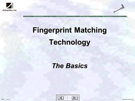 DRS \\ 7jun02 1 techieDetail16.ppt Fingerprint Matching Technology The Basics.