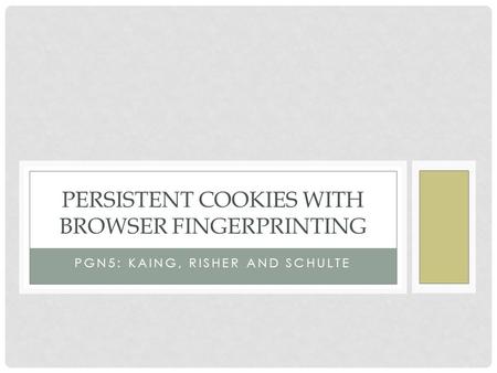 PGN5: KAING, RISHER AND SCHULTE PERSISTENT COOKIES WITH BROWSER FINGERPRINTING.