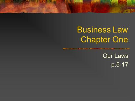 Business Law Chapter One