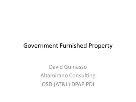 Government Furnished Property