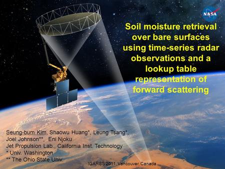 Soil moisture retrieval over bare surfaces using time-series radar observations and a lookup table representation of forward scattering Seung-bum Kim,