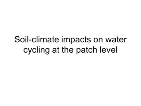 Soil-climate impacts on water cycling at the patch level.