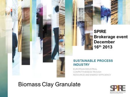 SUSTAINABLE PROCESS INDUSTRY EUROPEAN INDUSTRIAL COMPETTIVENESS TROUGH RESOURCE AND ENERGY EFFICIENCY SPIRE Brokerage event December 16 th 2013 Biomass.