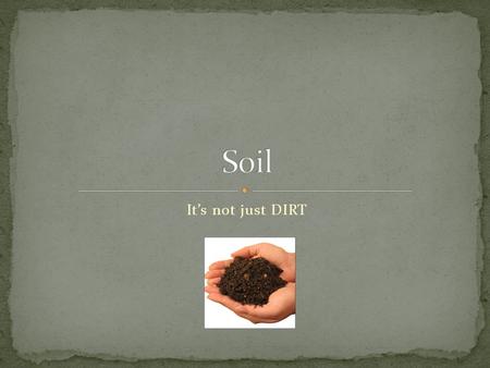 Soil It’s not just DIRT.