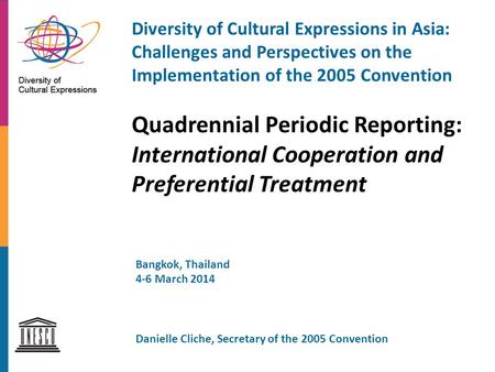 Diversity of Cultural Expressions in Asia: Challenges and Perspectives on the Implementation of the 2005 Convention Quadrennial Periodic Reporting: International.