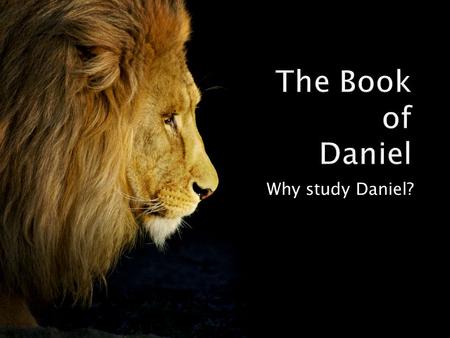 Why study Daniel?.  Some have been opposed to studying from the Old Testament.