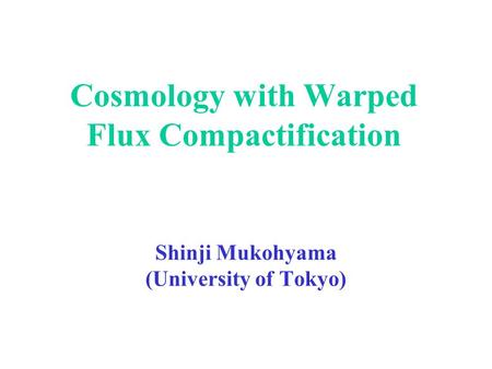 Cosmology with Warped Flux Compactification