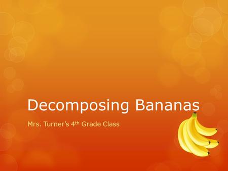 Decomposing Bananas Mrs. Turner’s 4 th Grade Class.