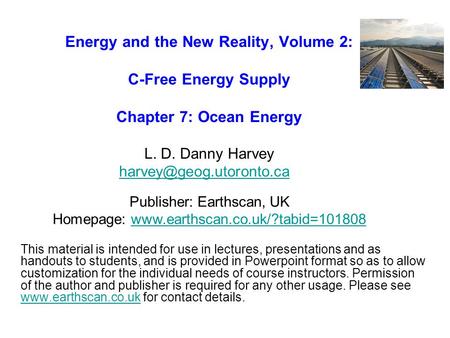 Publisher: Earthscan, UK Homepage: