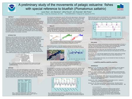 A preliminary study of the movements of pelagic estuarine fishes with special reference to bluefish (Pomatomus saltatrix) Lauren Rizzo¹, John Manderson²,