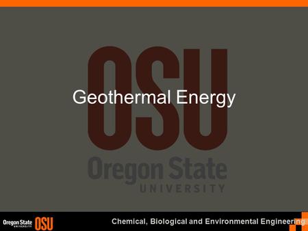 Chemical, Biological and Environmental Engineering Geothermal Energy.