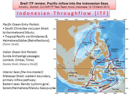 Breif ITF review; Pacific inflow into the Indonesian Seas
