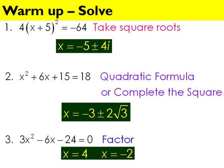 Warm up – Solve. Questions over hw? (worksheet) Question of the Day EOCT Review.