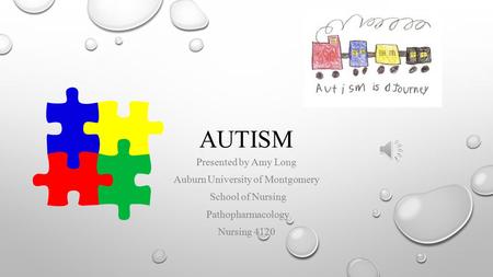 AUTISM Presented by Amy Long Auburn University of Montgomery School of Nursing Pathopharmacology Nursing 4120.