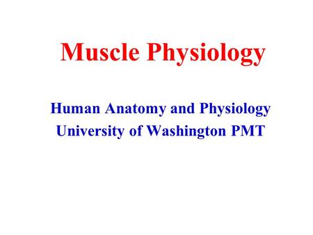 Muscle Physiology Human Anatomy and Physiology University of Washington PMT.