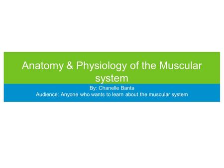 Anatomy & Physiology of the Muscular system