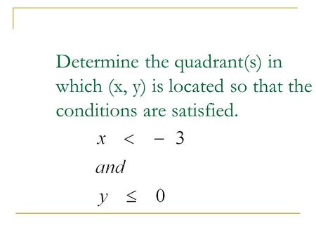 Answer:		 III quadrant. Determine the quadrant(s) in which (x, y) is located so that the conditions are satisfied.