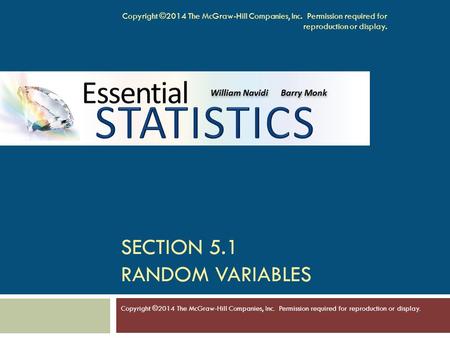 Section 5.1 Random Variables