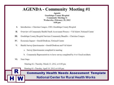 AGENDA - Community Meeting #1