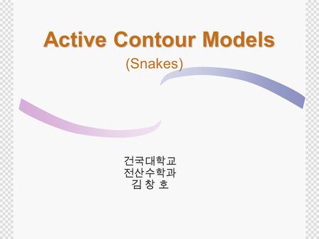 Active Contour Models (Snakes) 건국대학교 전산수학과 김 창 호.