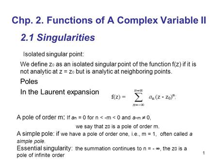 Chp. 2. Functions of A Complex Variable II