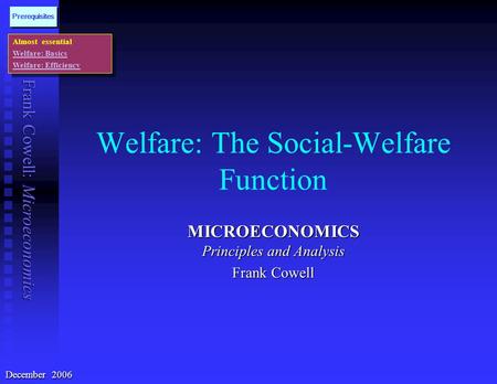 Welfare: The Social-Welfare Function