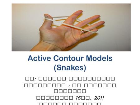 Active Contour Models (Snakes)
