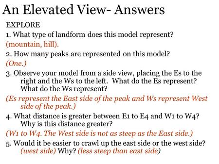 An Elevated View- Answers