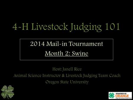 2014 Mail-in Tournament Month 2: Swine.  Make sure you have a pencil and judging card ready o Don’t forget to include your full name!  You may take.