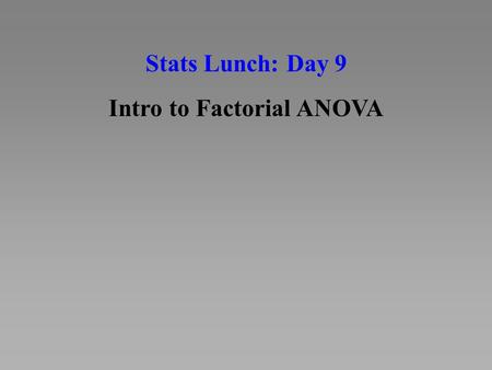 Intro to Factorial ANOVA