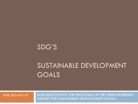 SDG’s SUSTAINABLE DEVELOPMENT GOALS