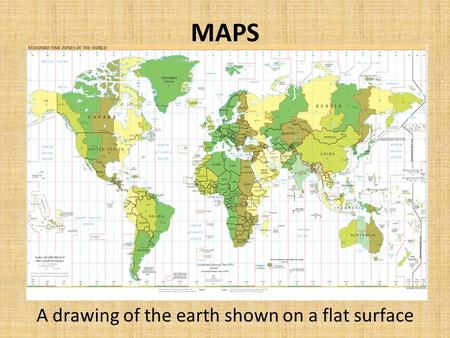 A drawing of the earth shown on a flat surface