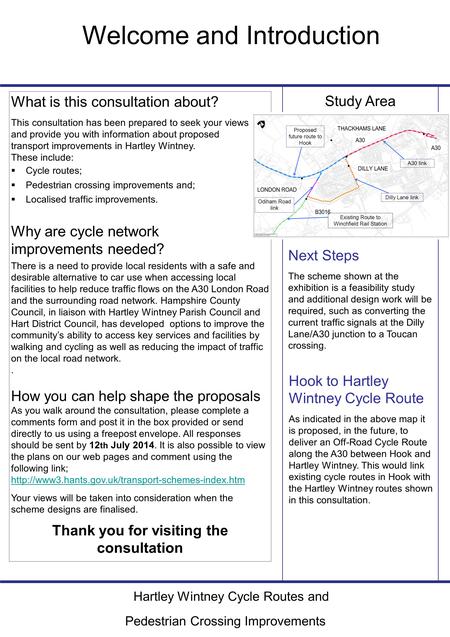 Study Area What is this consultation about? This consultation has been prepared to seek your views and provide you with information about proposed transport.