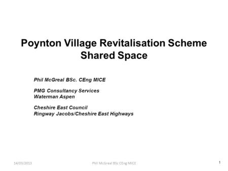 Poynton Village Revitalisation Scheme Shared Space