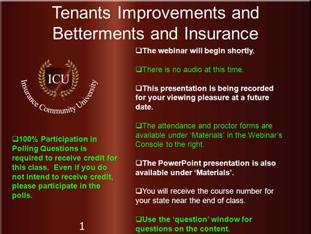 Tenants Improvements and Betterments and Insurance