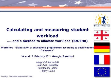00 Calculating and measuring student workload …..and a method to allocate workload (StOEHn) Workshop “Elaboration of educational programmes according to.