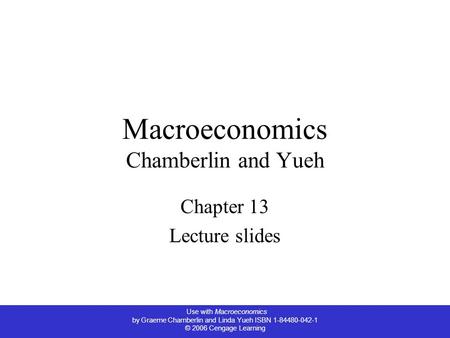 Macroeconomics Chamberlin and Yueh