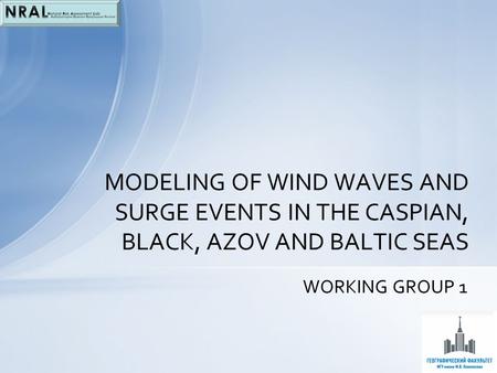 WORKING GROUP 1 MODELING OF WIND WAVES AND SURGE EVENTS IN THE CASPIAN, BLACK, AZOV AND BALTIC SEAS.