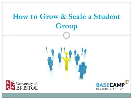 How to Grow & Scale a Student Group. Introductions Dave Jarman:  Head of Enterprise Education  Ex Careers Service & UBU  Ex Sabbatical Officer  Ex.