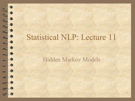 Statistical NLP: Lecture 11