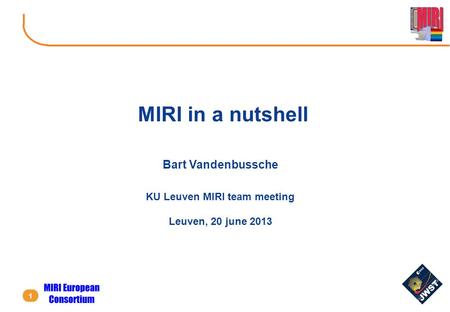 KU Leuven MIRI team meeting