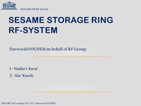 SESAME Storage Ring RF-System