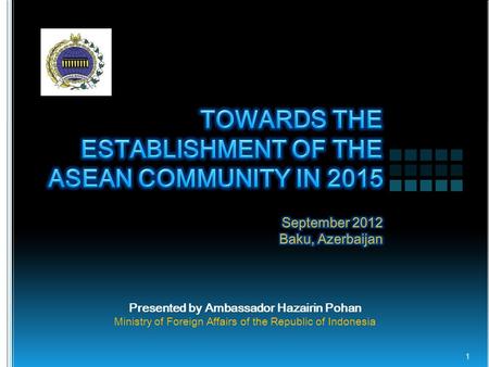 Presented by Ambassador Hazairin Pohan Ministry of Foreign Affairs of the Republic of Indonesia 1.