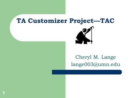 1 TA Customizer Project—TAC Cheryl M. Lange