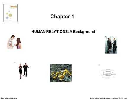 McGraw-Hill/Irwin McGraw-Hill/Irwin Parts taken from Human Relations 4 th ed 2011 HUMAN RELATIONS: A Background Chapter 1.