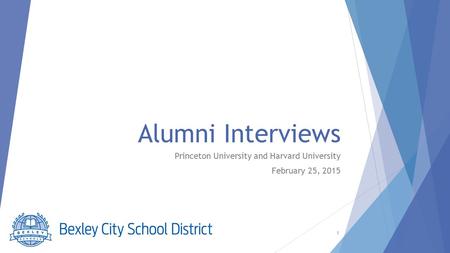 1 Alumni Interviews Princeton University and Harvard University February 25, 2015.