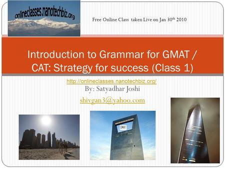 Introduction to Grammar for GMAT / CAT: Strategy for success (Class 1)