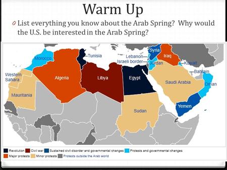 Warm Up 0 List everything you know about the Arab Spring? Why would the U.S. be interested in the Arab Spring?