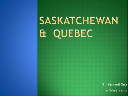 By. Kennedi Seip & Bryce Kemp  Saskatchewan’s provincial flag is green and yellow  Saskatchewan adopted their flag on September 22, 1969  On the Saskatchewan.